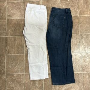 2 Pair J Jill Denim Jeans Sz 16p Authentic Fit Slim Ankle